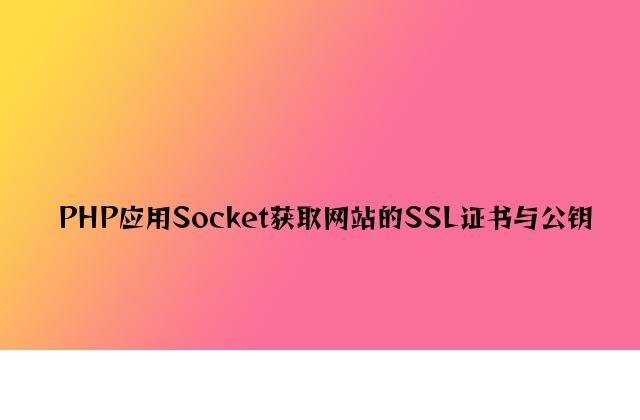 PHP利用Socket获取网站的SSL证书与公钥